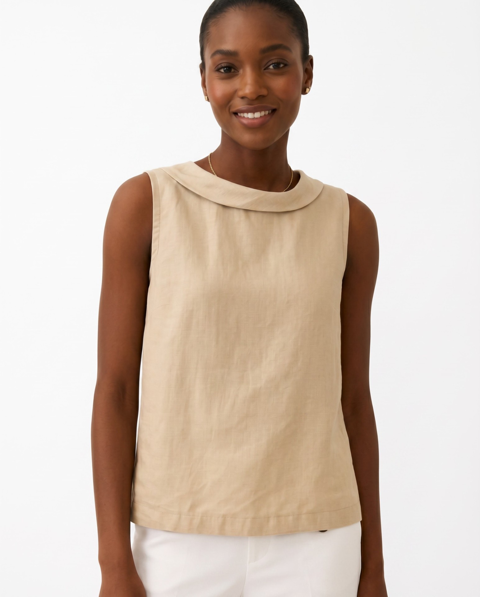 CLAIRE™ SLEEVELESS ROLL COLLAR TOP alternate view