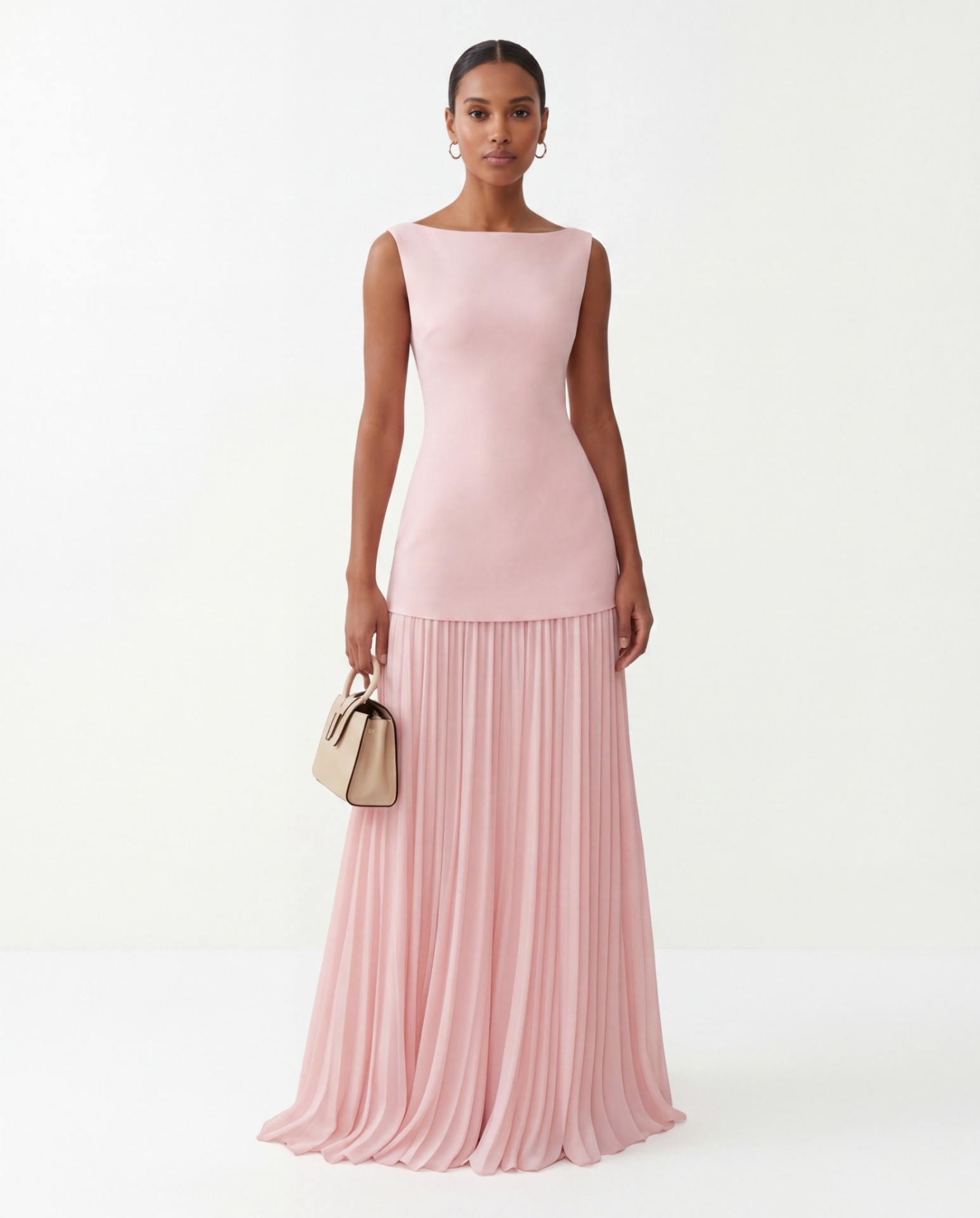 MARIA | BOAT-NECK PLEATED MAXI DRESS alternate view